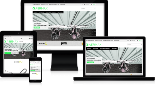 AERMAX Onlineshop für Industriekletterer auf verschiedenen Endgeräten